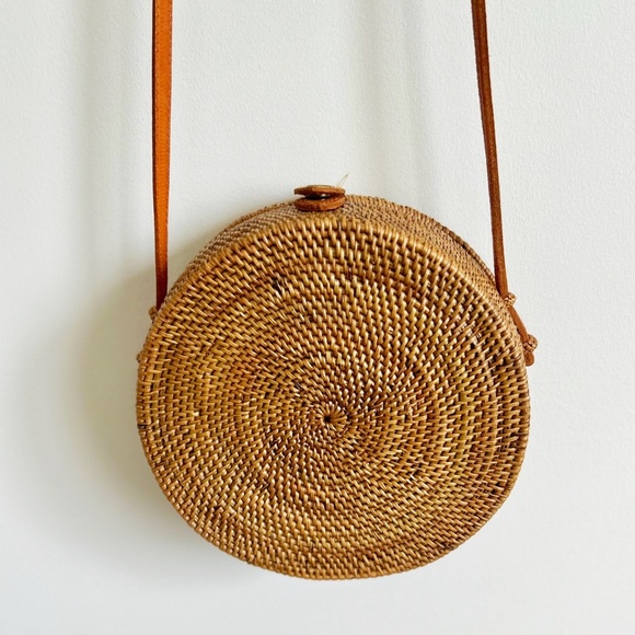 Round Rattan Crossbody Bag, woven shoulder bag Boho style - Picture 8 of 8